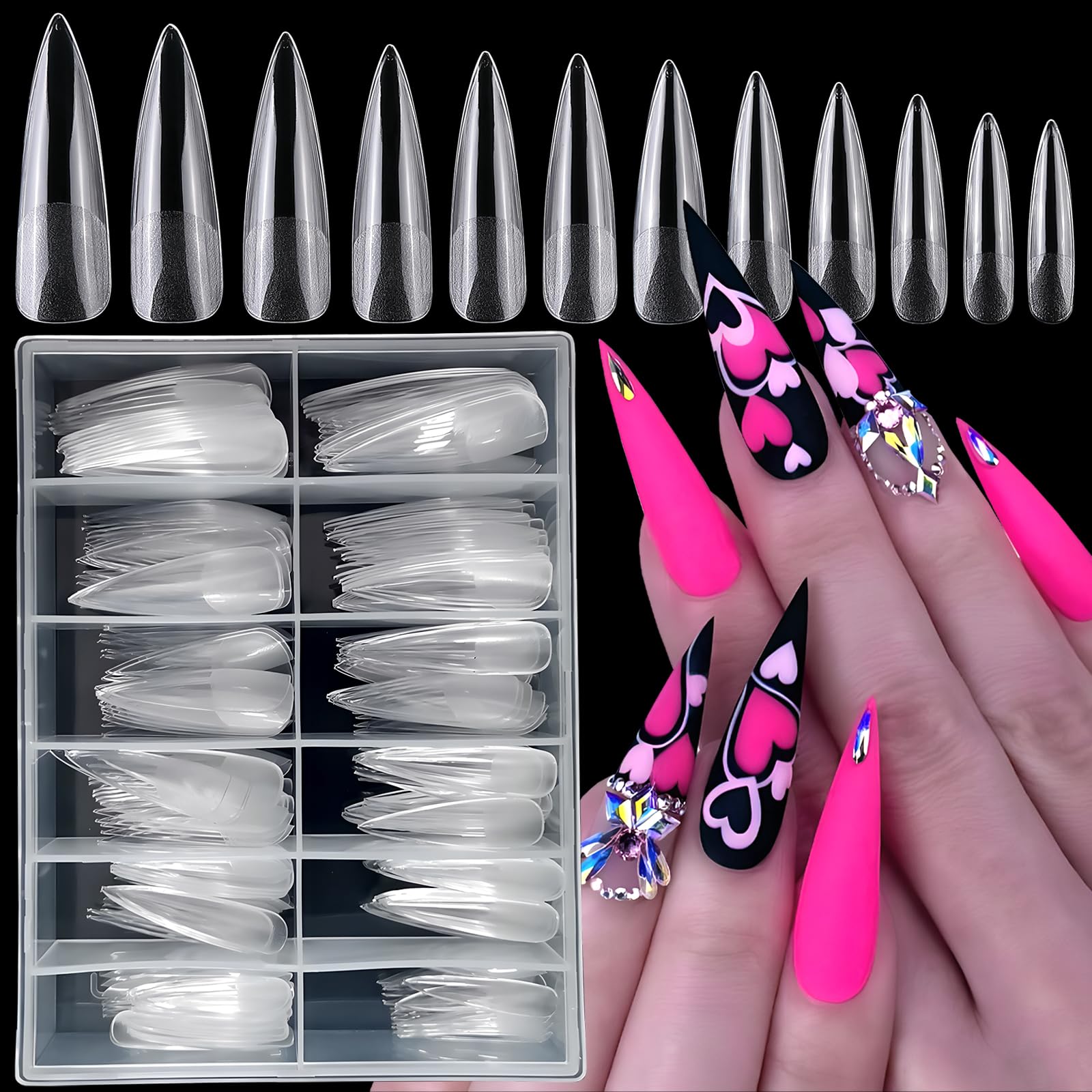 Amazon.com: LoveOurHome 240pc XXL Stiletto Nail Tips Long Fake